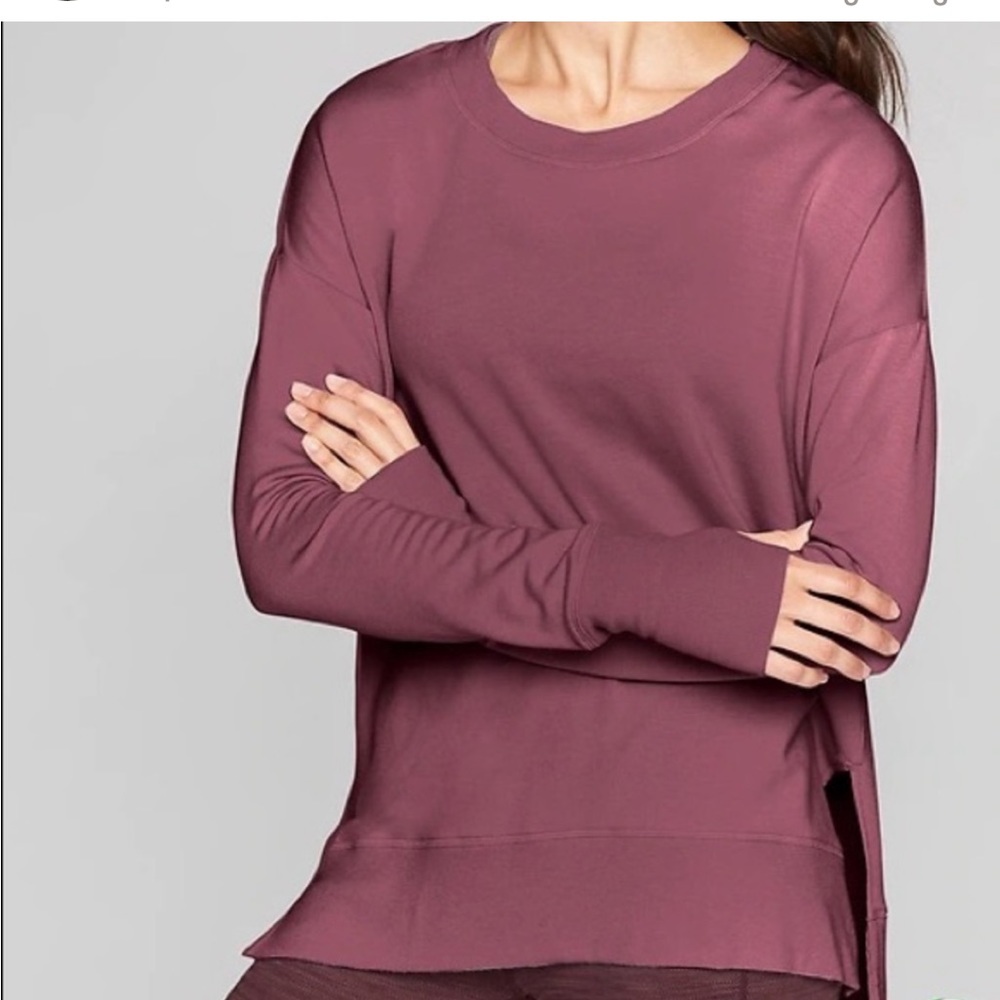 Athleta Red Coastal Luxe Crewneck Pullover Sweatshirt